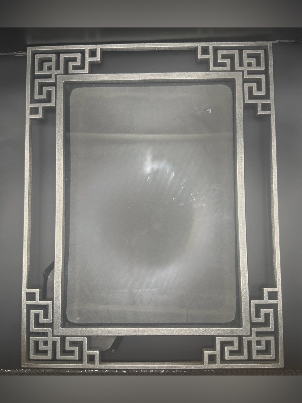 Vintage Whimsygoth Decorative Picture Frame with Silver Greek Key Design